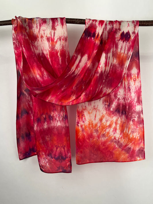 “Summer Sunset" - Hand-dyed Silk Scarf - $110