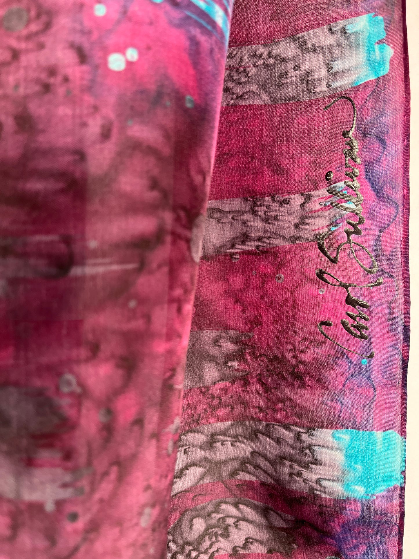 “Stormy Night" - Hand-dyed Silk Scarf - $125