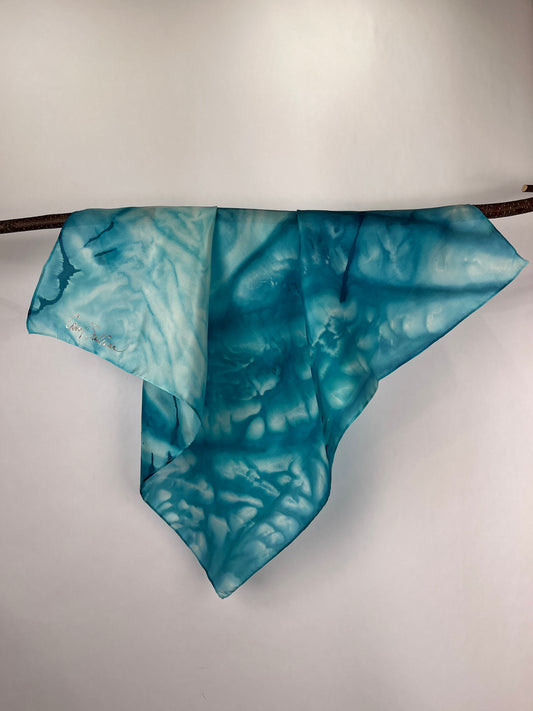 “Tranquil Waters” - Hand-dyed Silk Scarf - $75