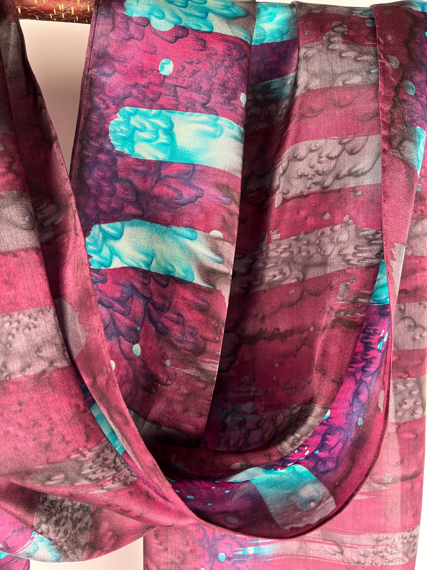 “Stormy Night" - Hand-dyed Silk Scarf - $125