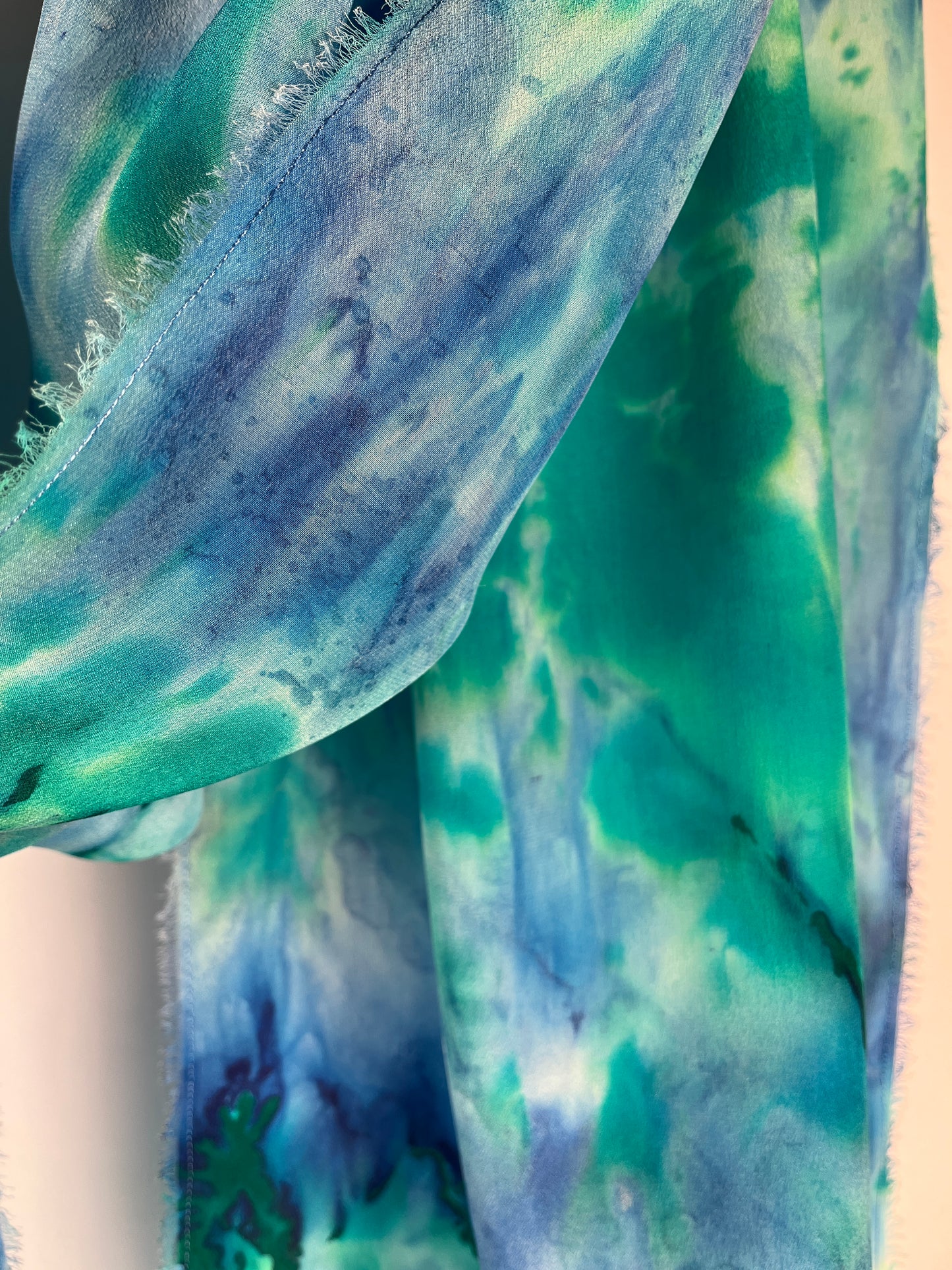 “Tropical Day Dream" - Hand-dyed Silk Scarf - $120