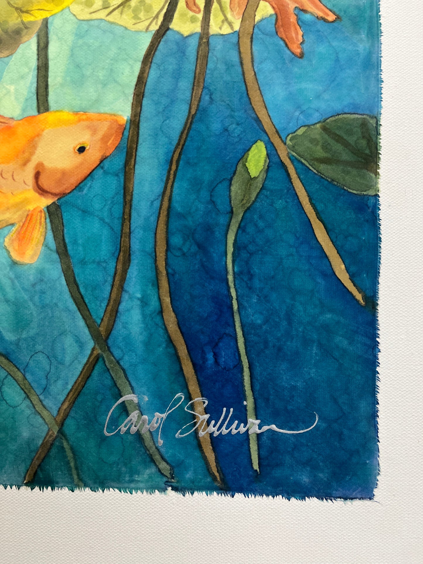 “Goldfish Pond” - Hand-dyed Silk Wall Hanging  - $395