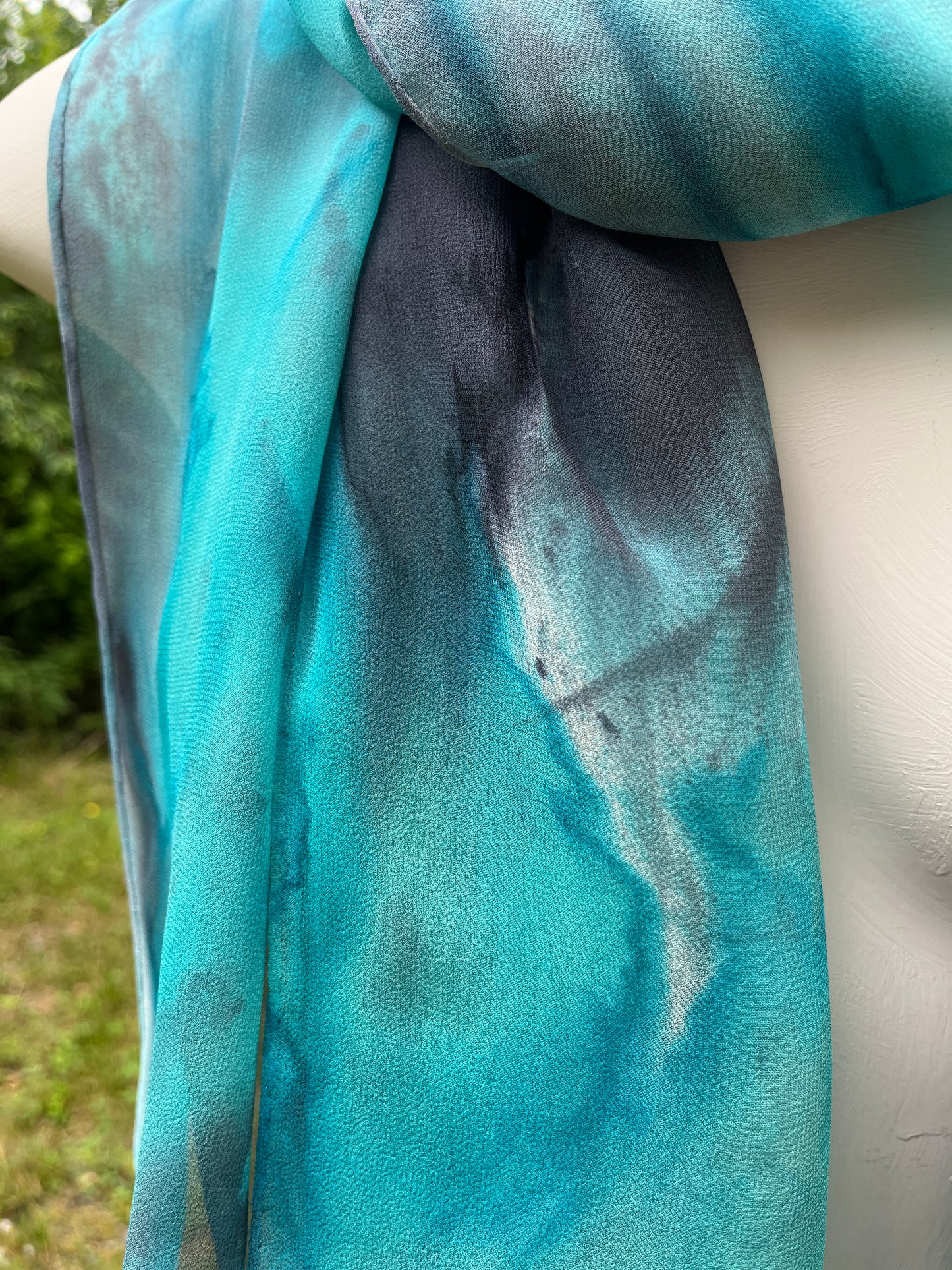 “Turquoise Quarry" - Hand-dyed Silk Scarf - $95