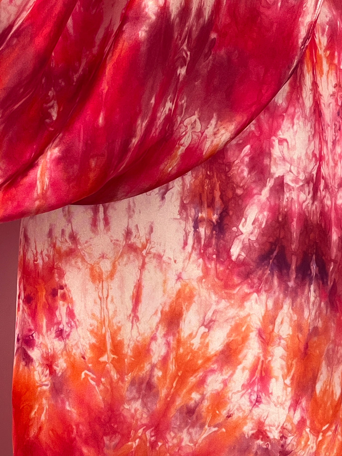 “Summer Sunset" - Hand-dyed Silk Scarf - $110