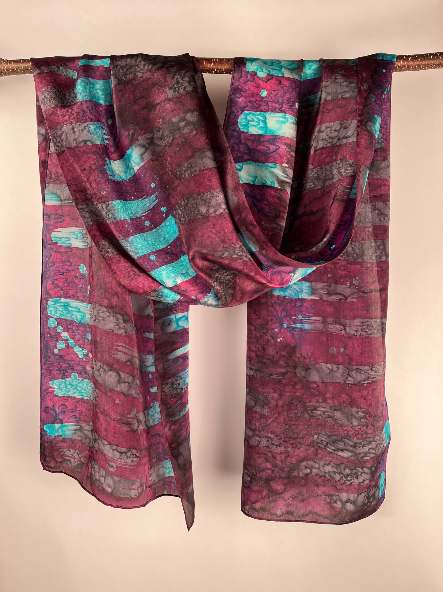 “Stormy Night" - Hand-dyed Silk Scarf - $125