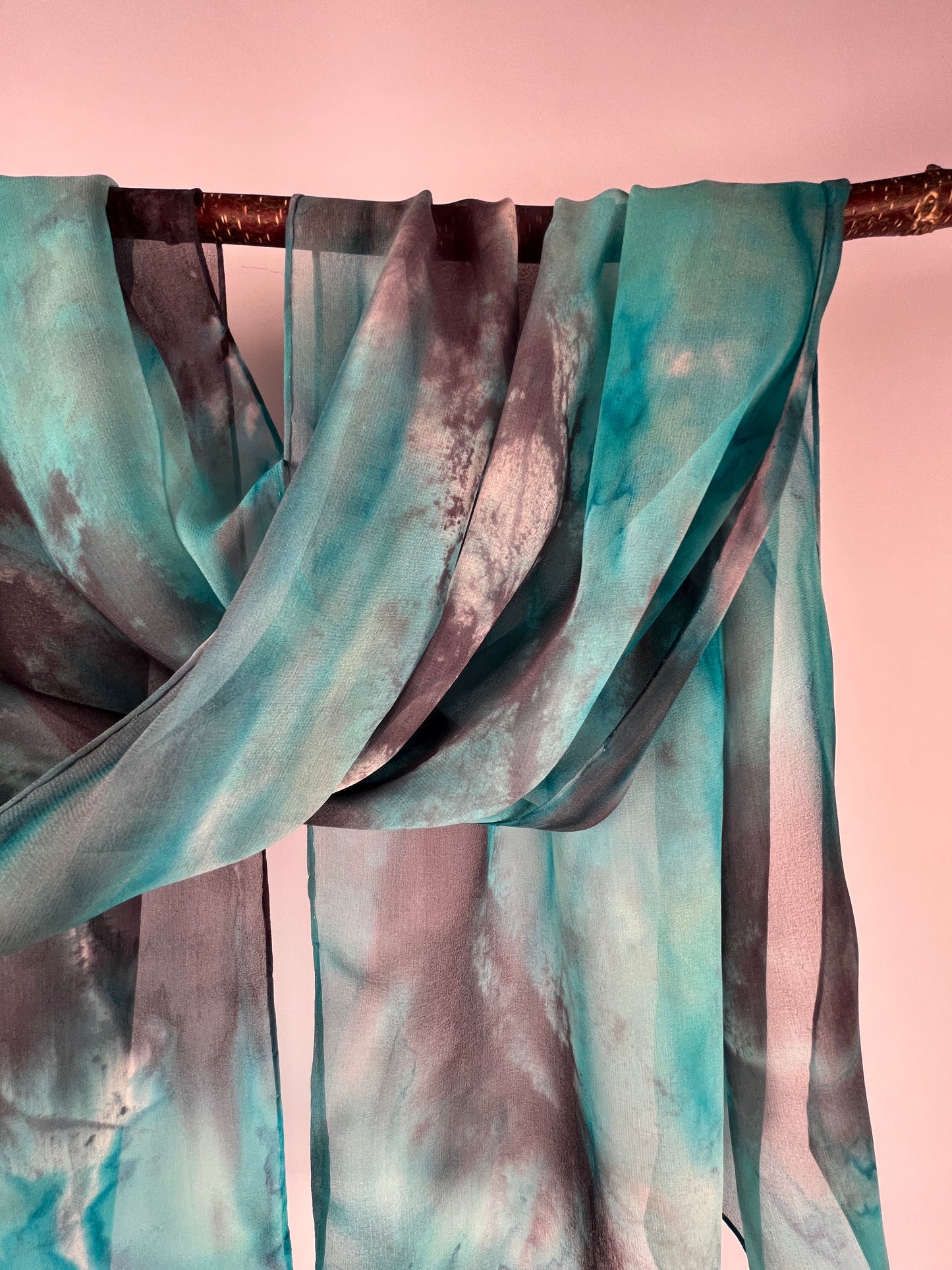 “Turquoise Quarry" - Hand-dyed Silk Scarf - $95