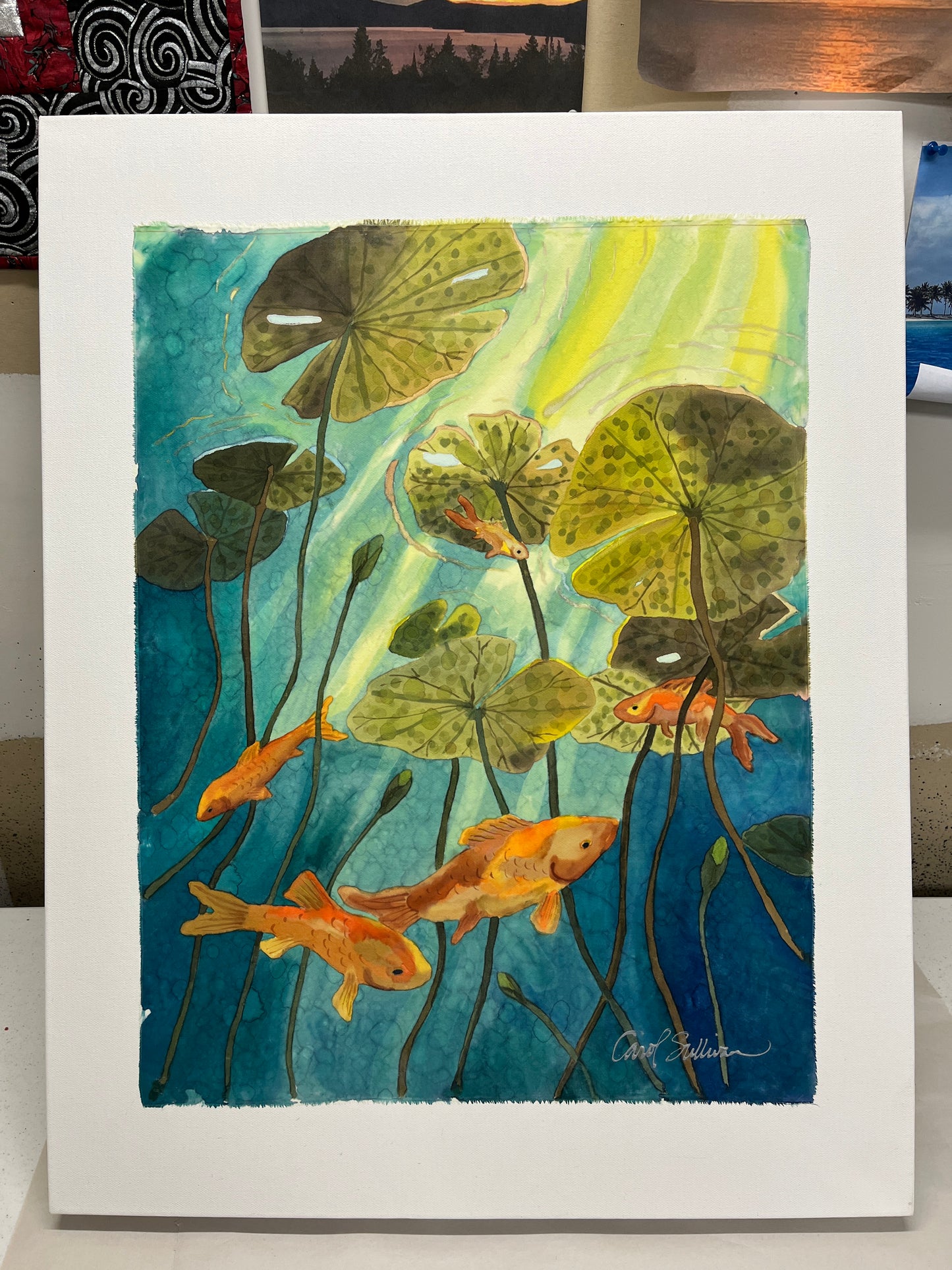 “Goldfish Pond” - Hand-dyed Silk Wall Hanging  - $395