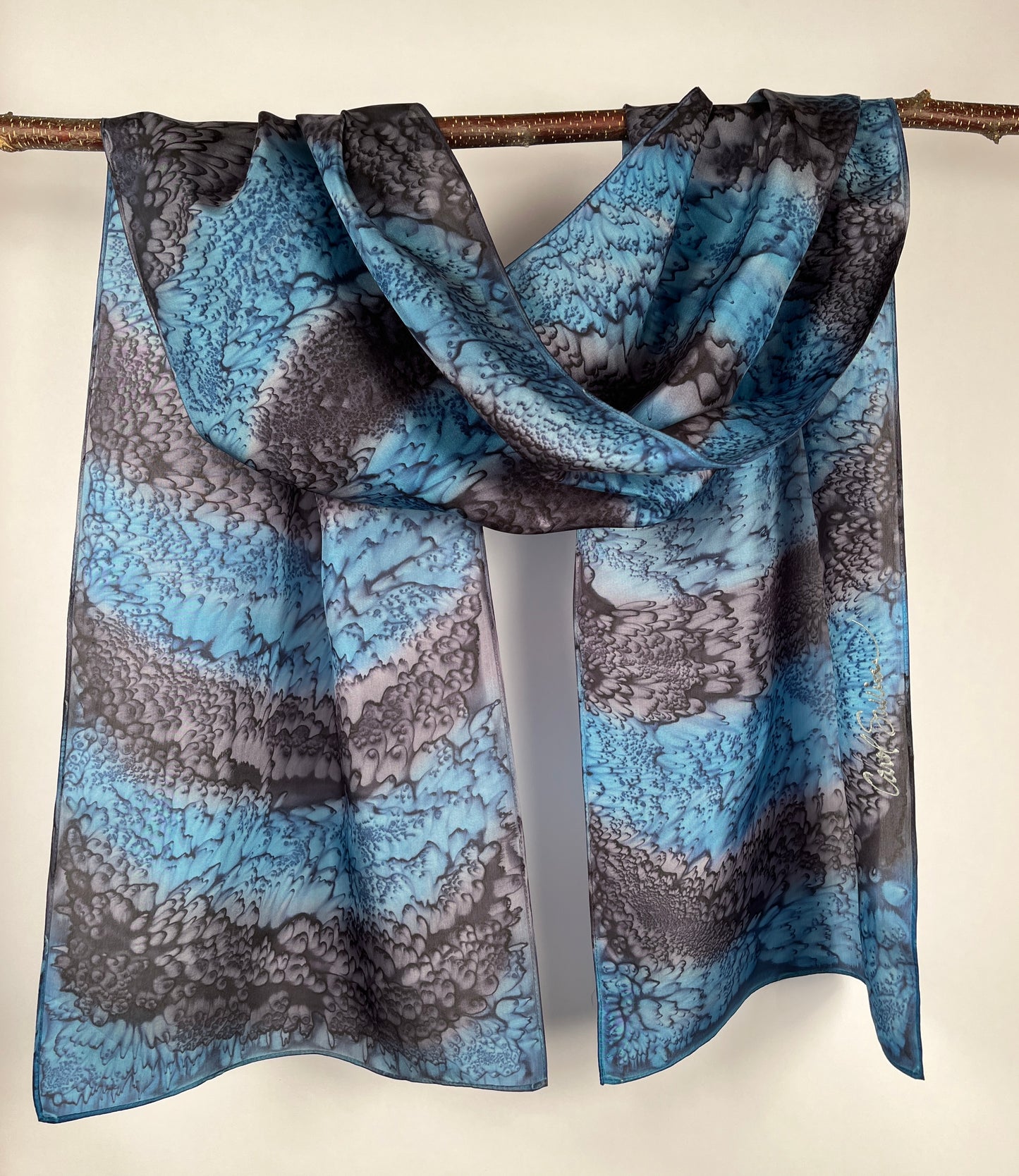 “Night Sky Mermaid" - Hand-dyed Silk Scarf - $115