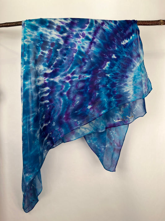 “Purple & Blue Fantasia” - Hand-dyed Silk Scarf - $125