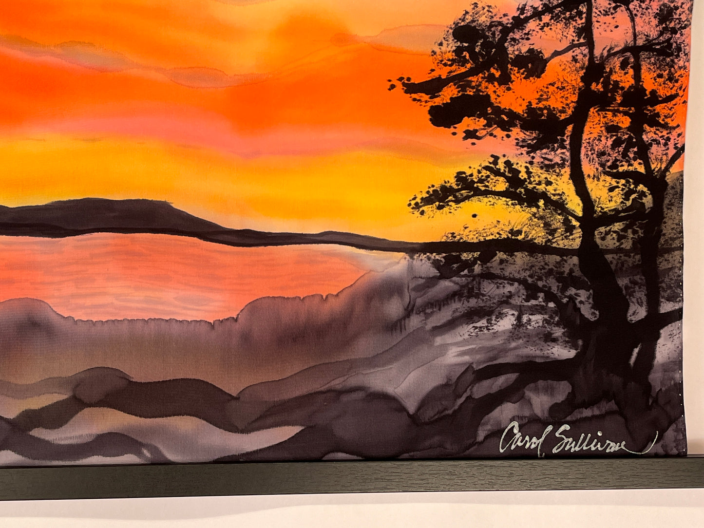 “Sunset Over Penobscot Bay" - Painting on Silk - $325