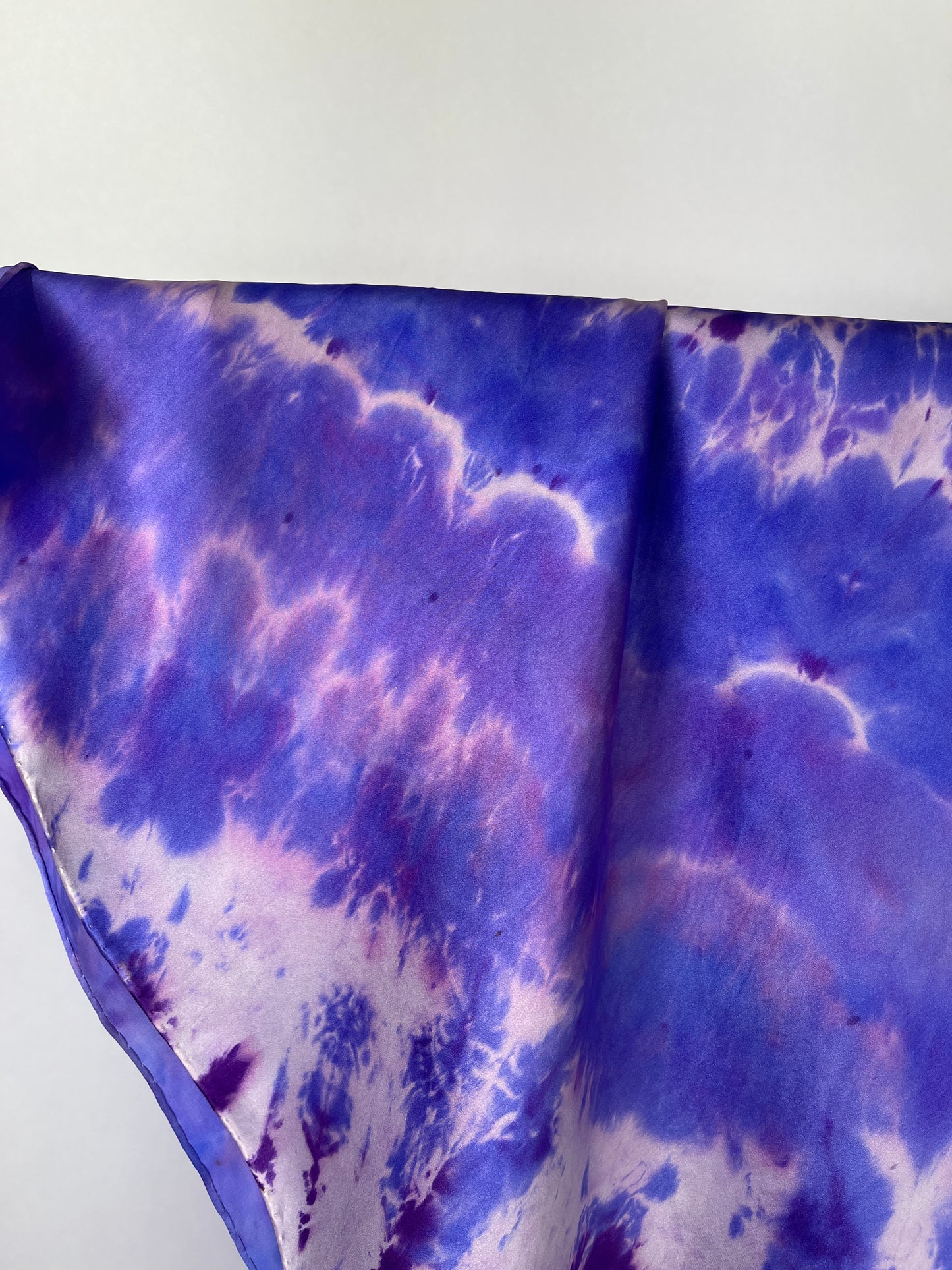 “Purple/Blue Square" - Hand-dyed Silk Scarf - $110.0