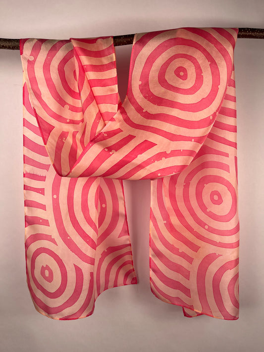 “Cotton Candy Ripple Effect - Hand-dyed Silk Scarf - $125