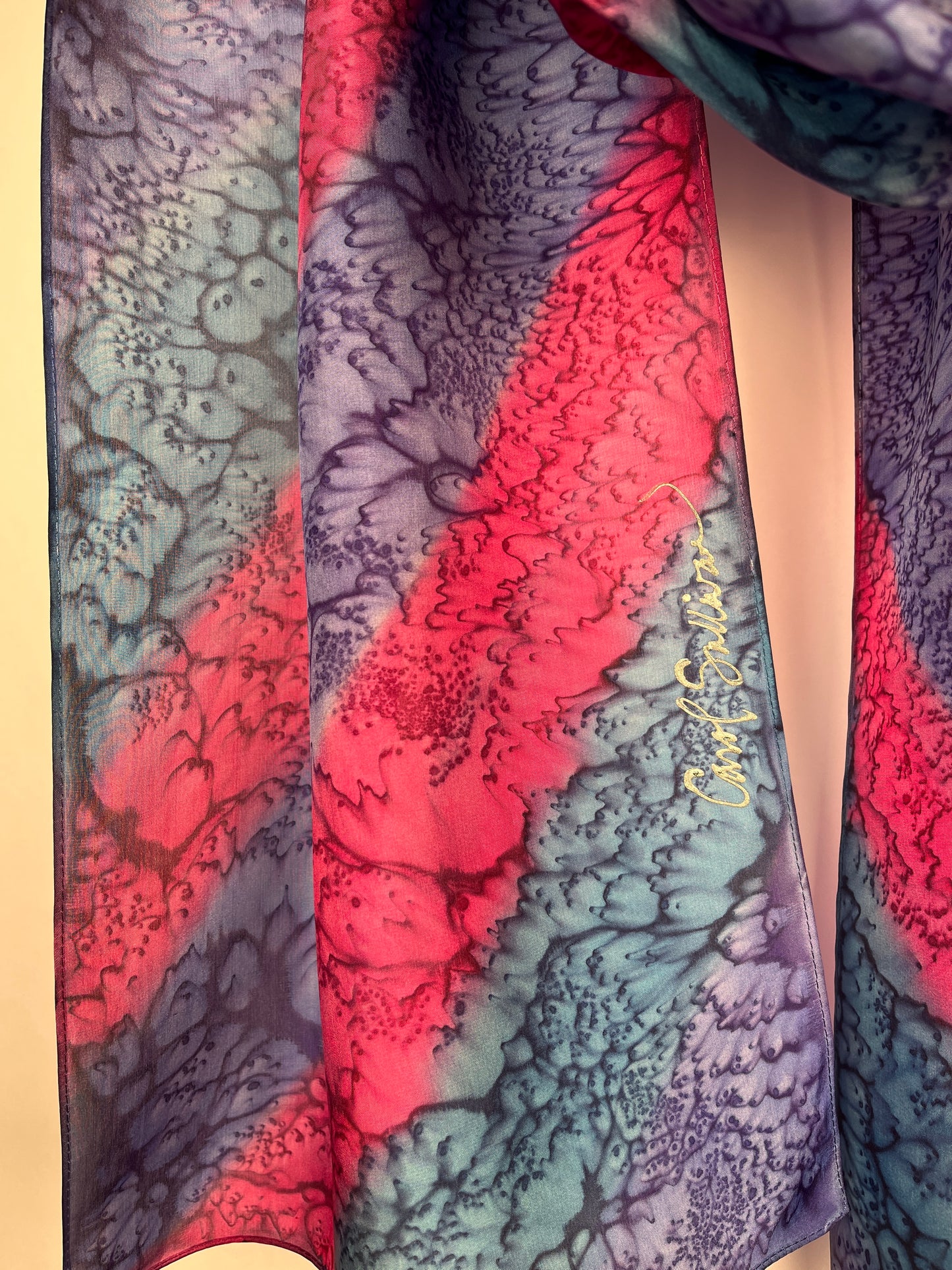 “Purple Vector Mermaid” - Hand-dyed Silk Scarf - $115