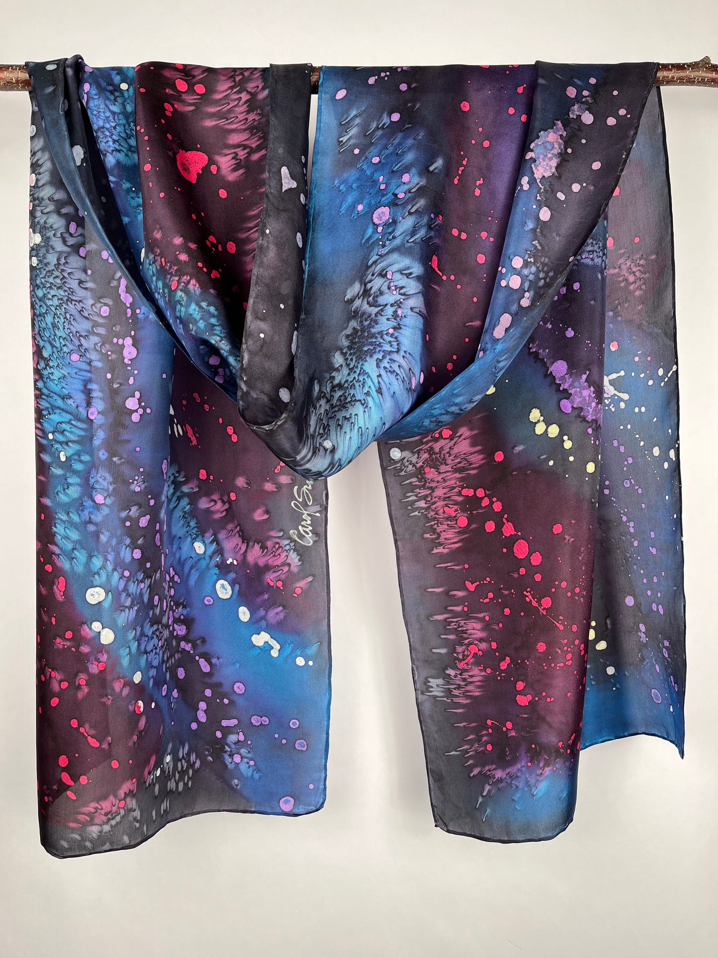"Nebula Fantasy" Multicolored - Hand-dyed Silk Scarf - $115