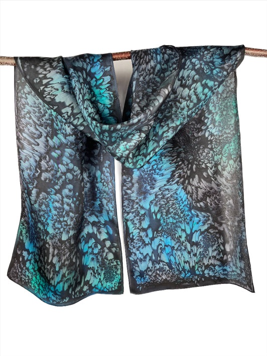 "Evening Aurora Mermaid" - Hand-dyed Silk Scarf - $115