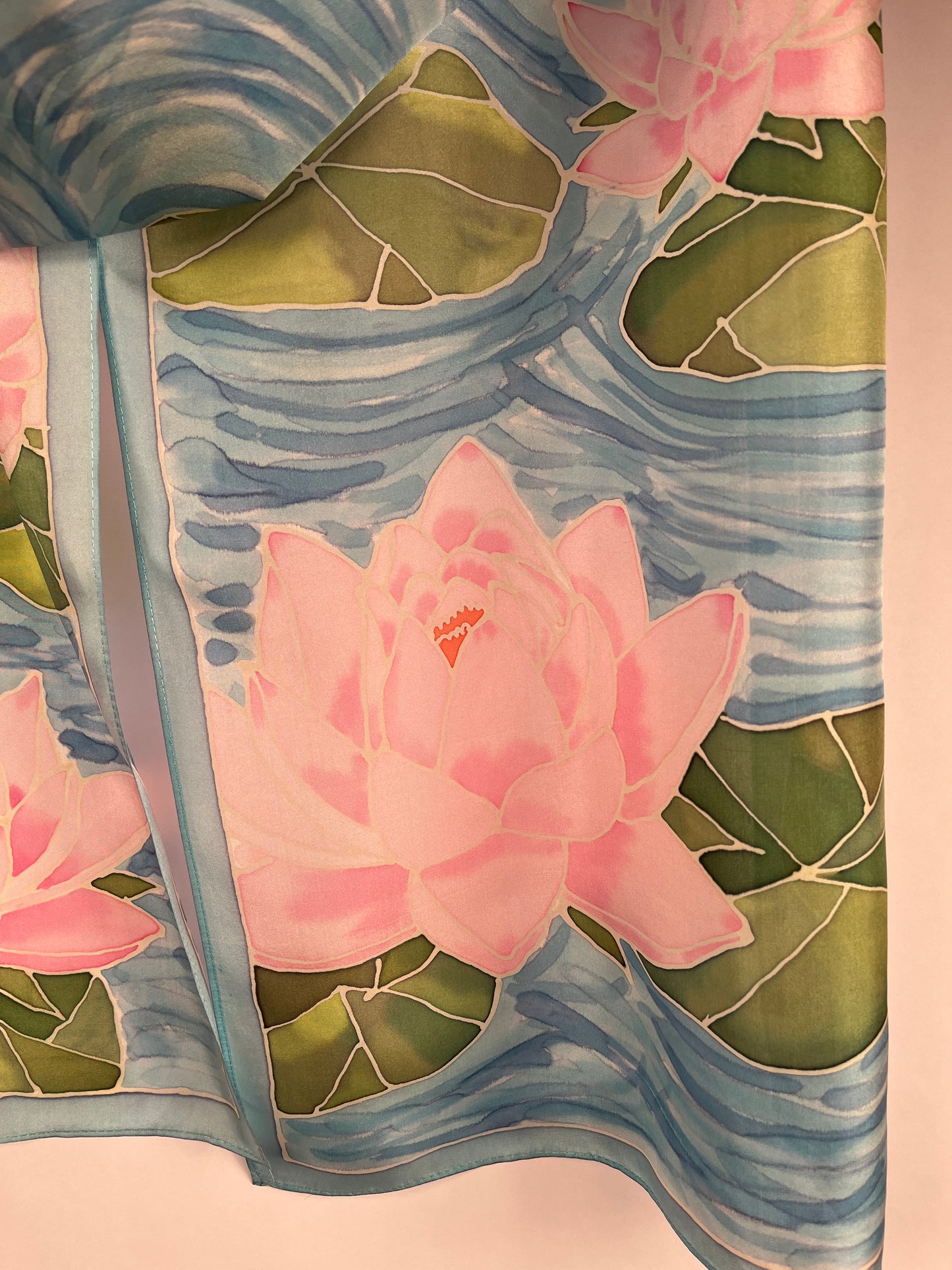 “Water Lilies v2.0” - Hand-dyed Silk Scarf - $135