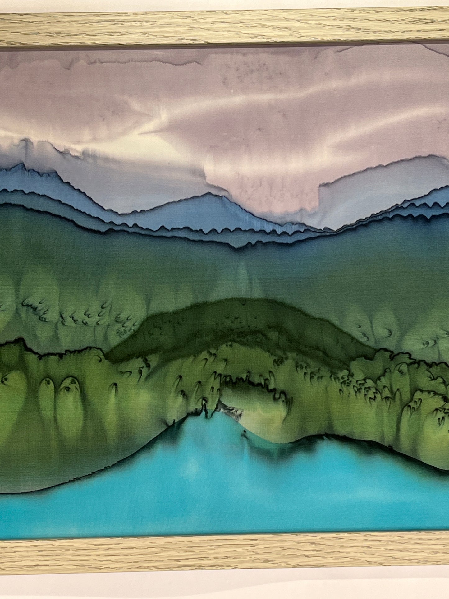 “Mountain Lake Landscape" - Painting on Silk - $325