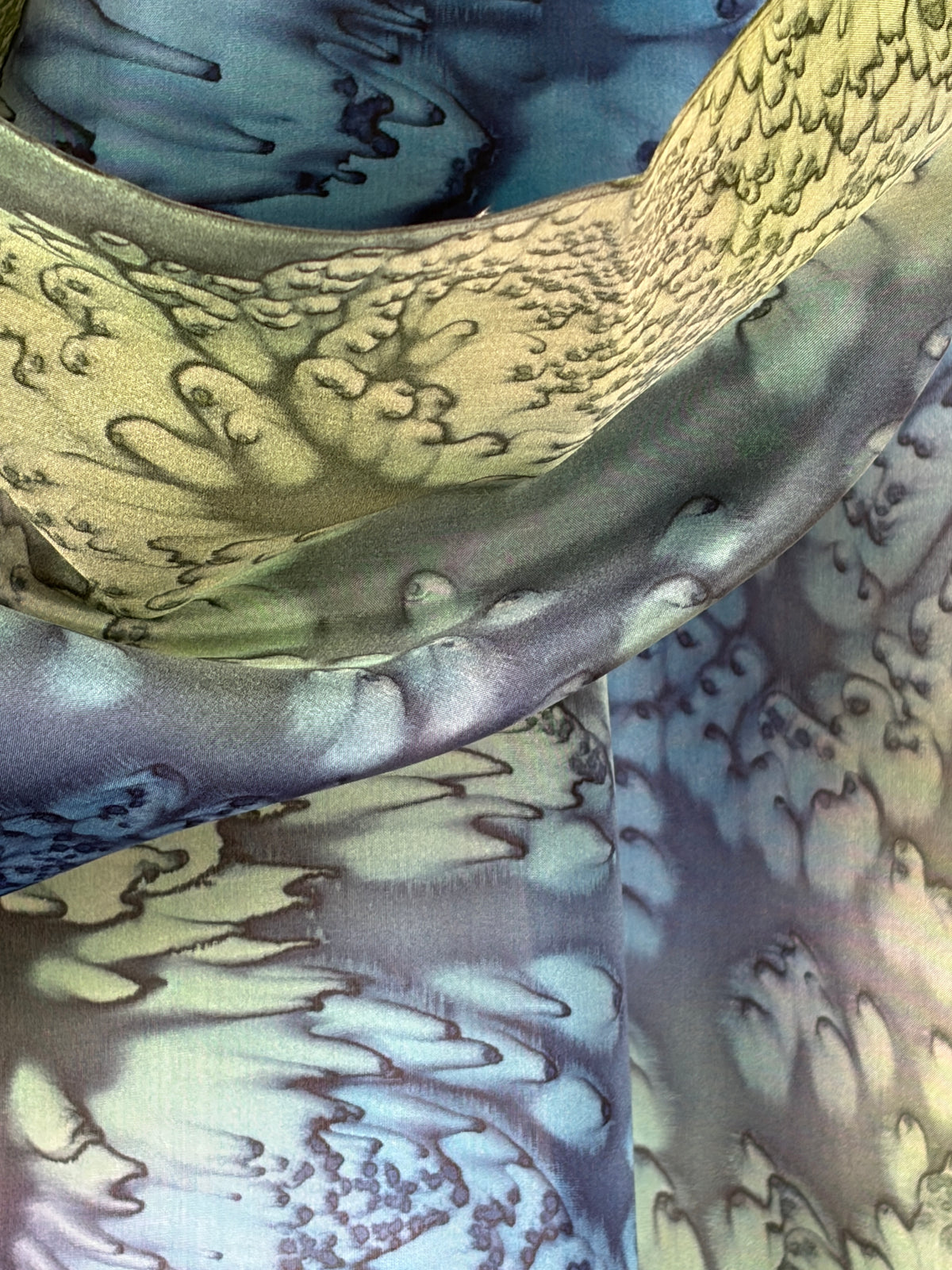 “Rangeley Mermaid" - Hand-dyed Silk Scarf - $125