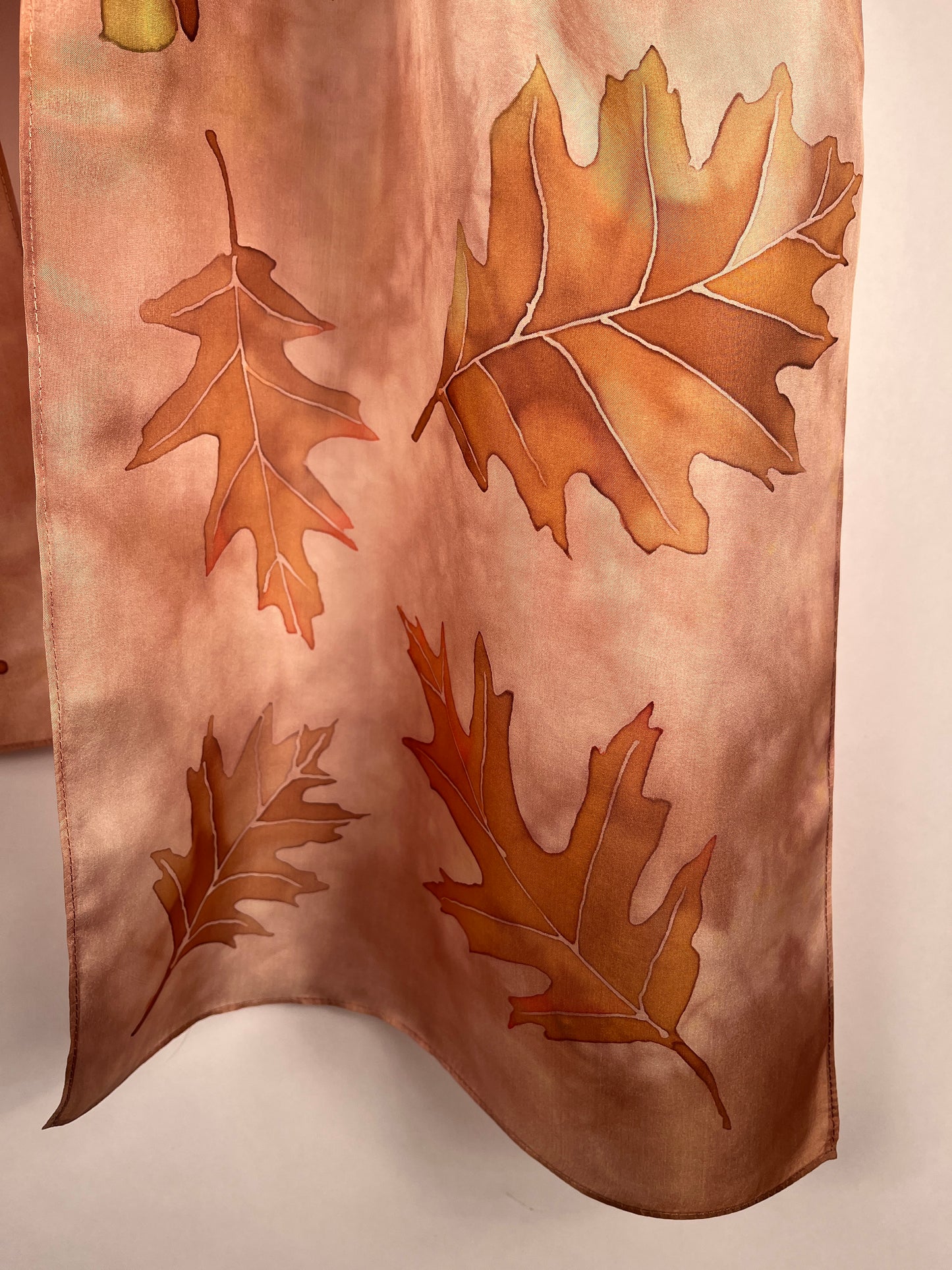 "Mighty Oak" - Hand Dyed Silk Scarf -$130
