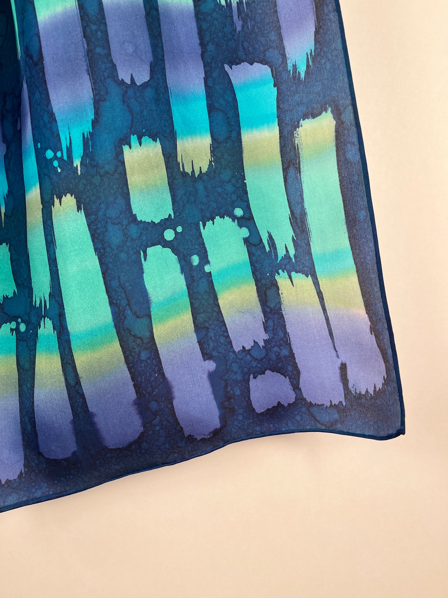“Aurora Highlights" - Hand-dyed Silk Scarf - $130