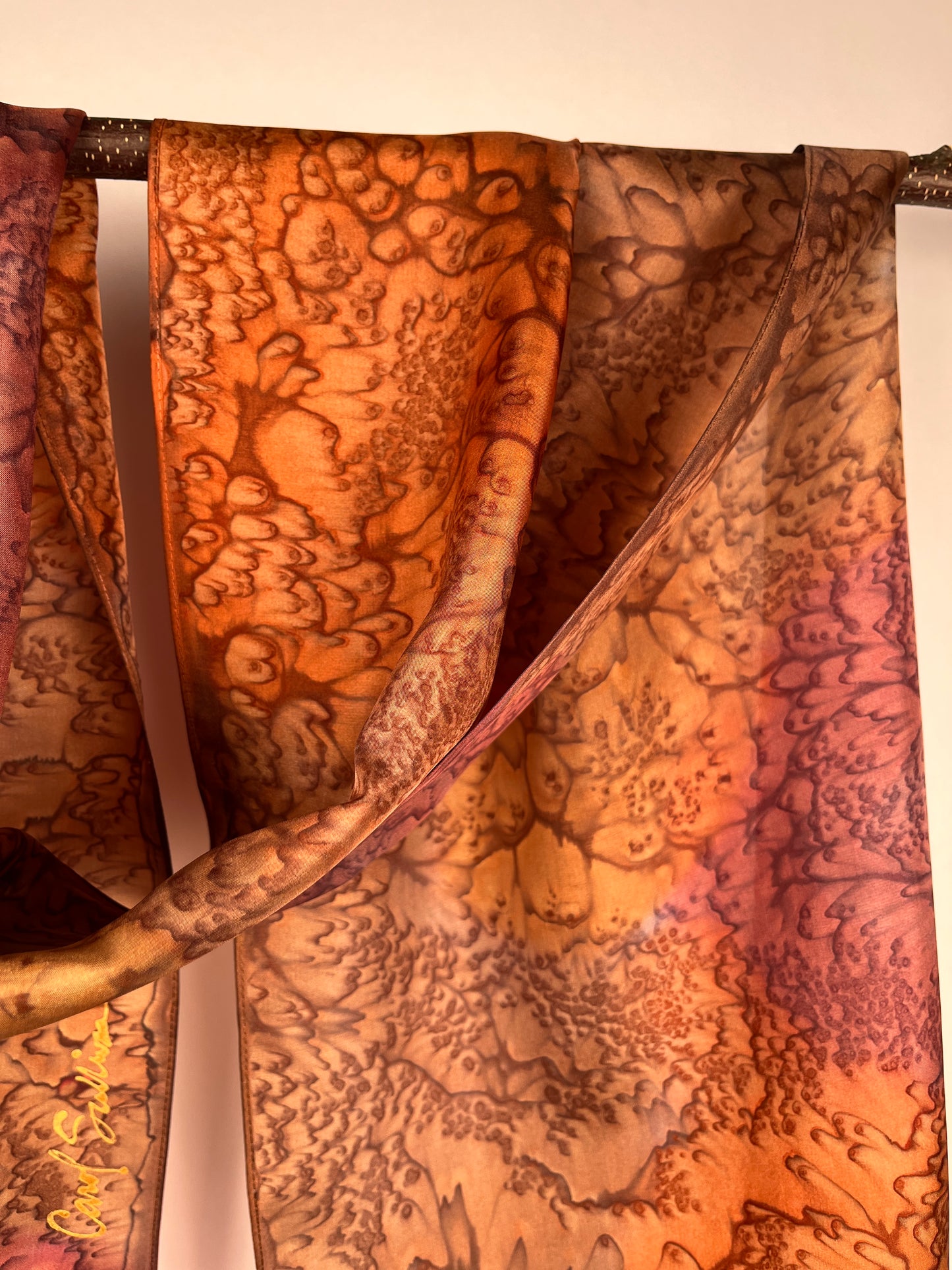 “Autumn Mermaid" - Hand-dyed Silk Scarf - $115