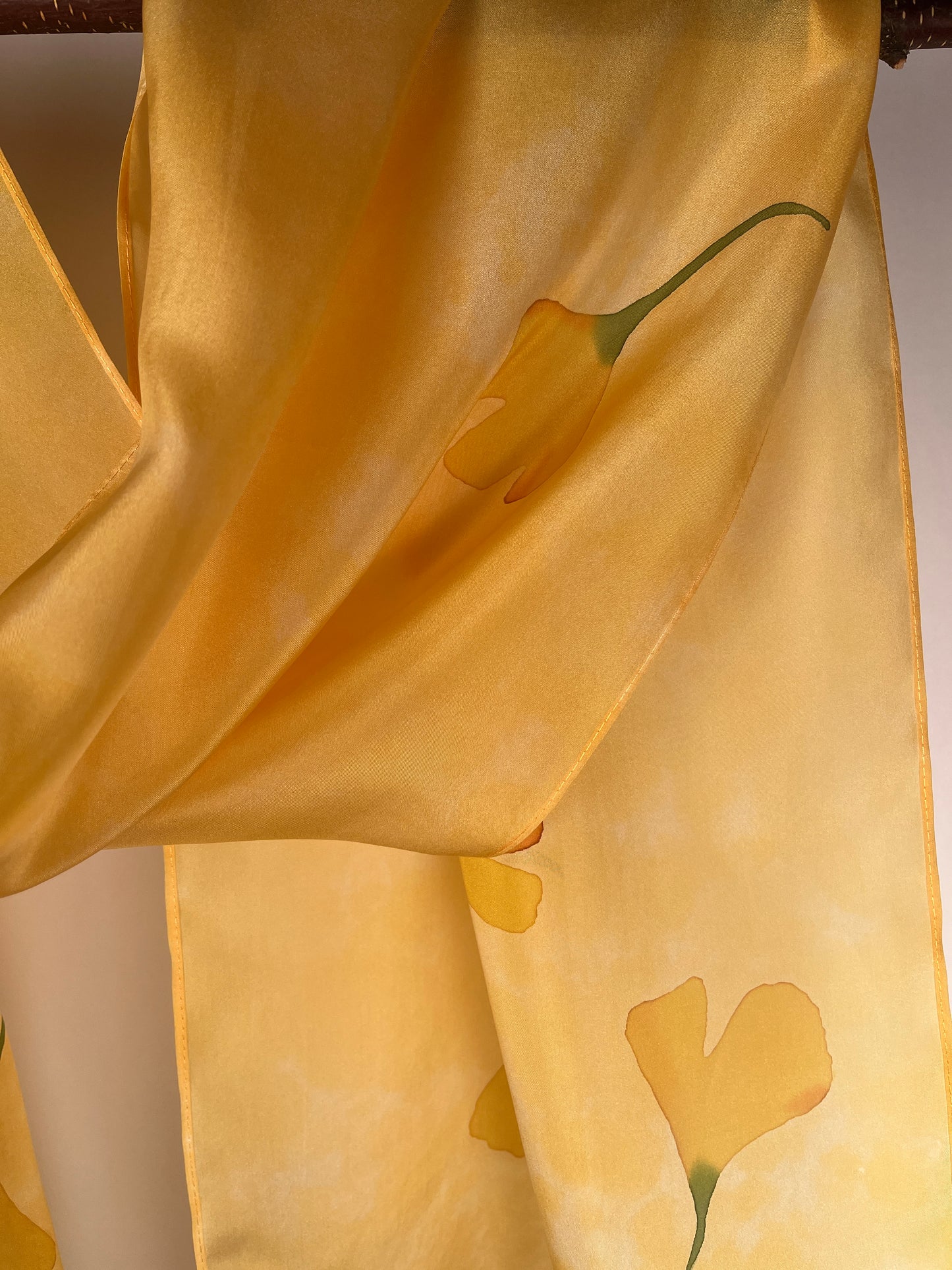 "Golden Gingko" - Hand-dyed Silk Scarf - $125