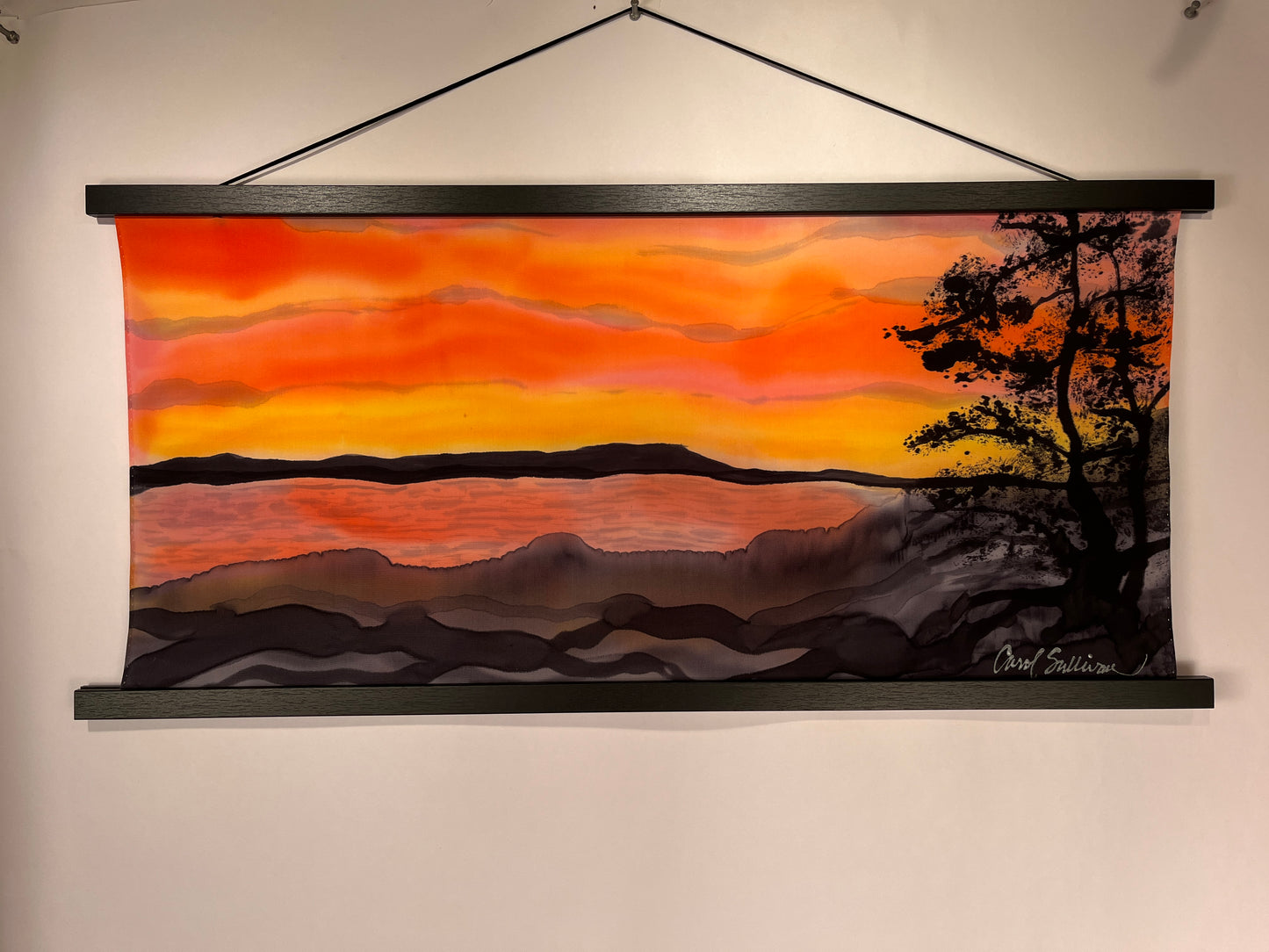 “Sunset Over Penobscot Bay" - Painting on Silk - $325