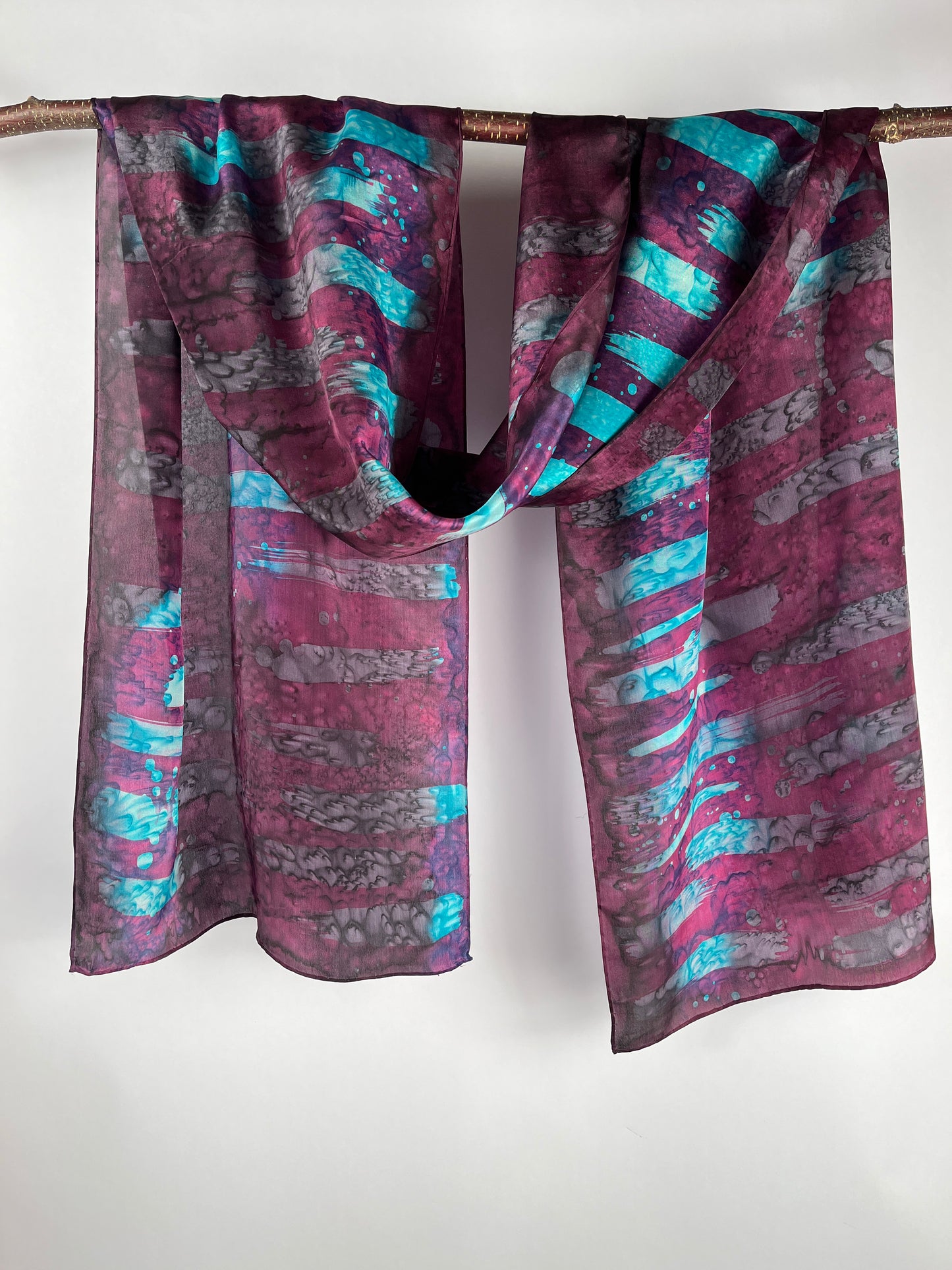 “Stormy Night" - Hand-dyed Silk Scarf - $125