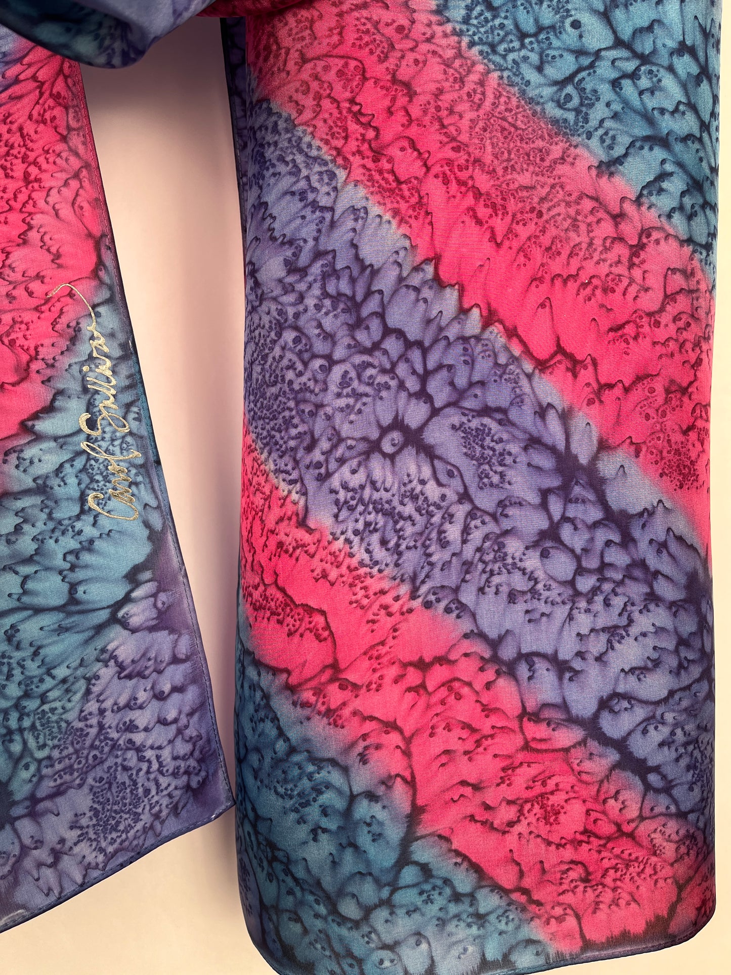 “Purple Vector Mermaid” - Hand-dyed Silk Scarf - $115