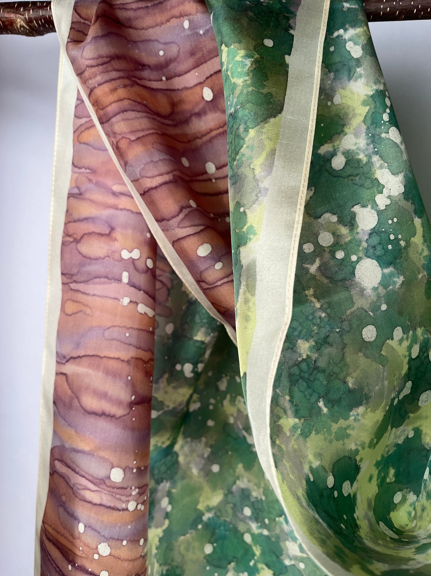 “Woodland Sprites" - Hand-dyed Silk Scarf - $130
