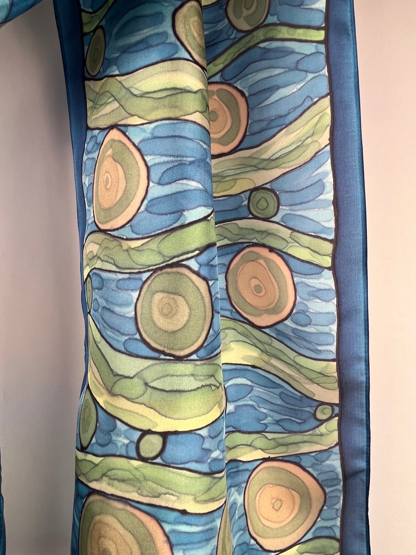 “Kelp Forest" - Hand-dyed Silk Scarf - $135