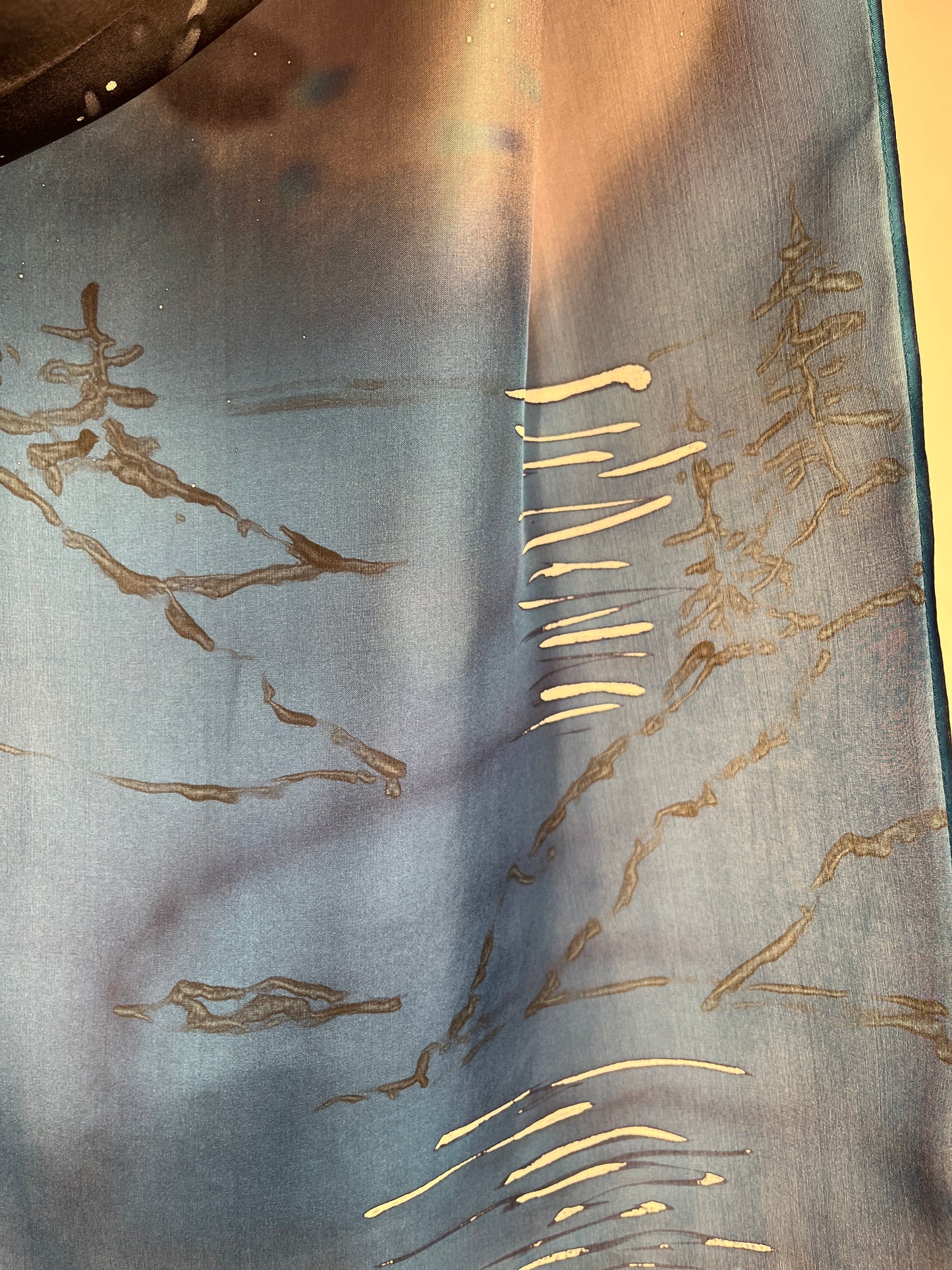 “Evening at the Coast" - Hand-dyed Silk Scarf - $125