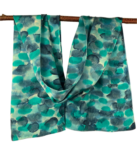 "Fanta-Sea" - Hand-dyed Silk Scarf - $90