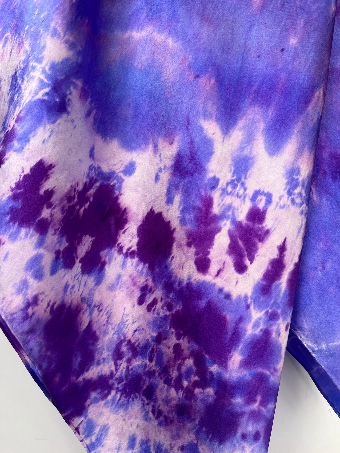 “Purple/Blue Square" - Hand-dyed Silk Scarf - $110.0