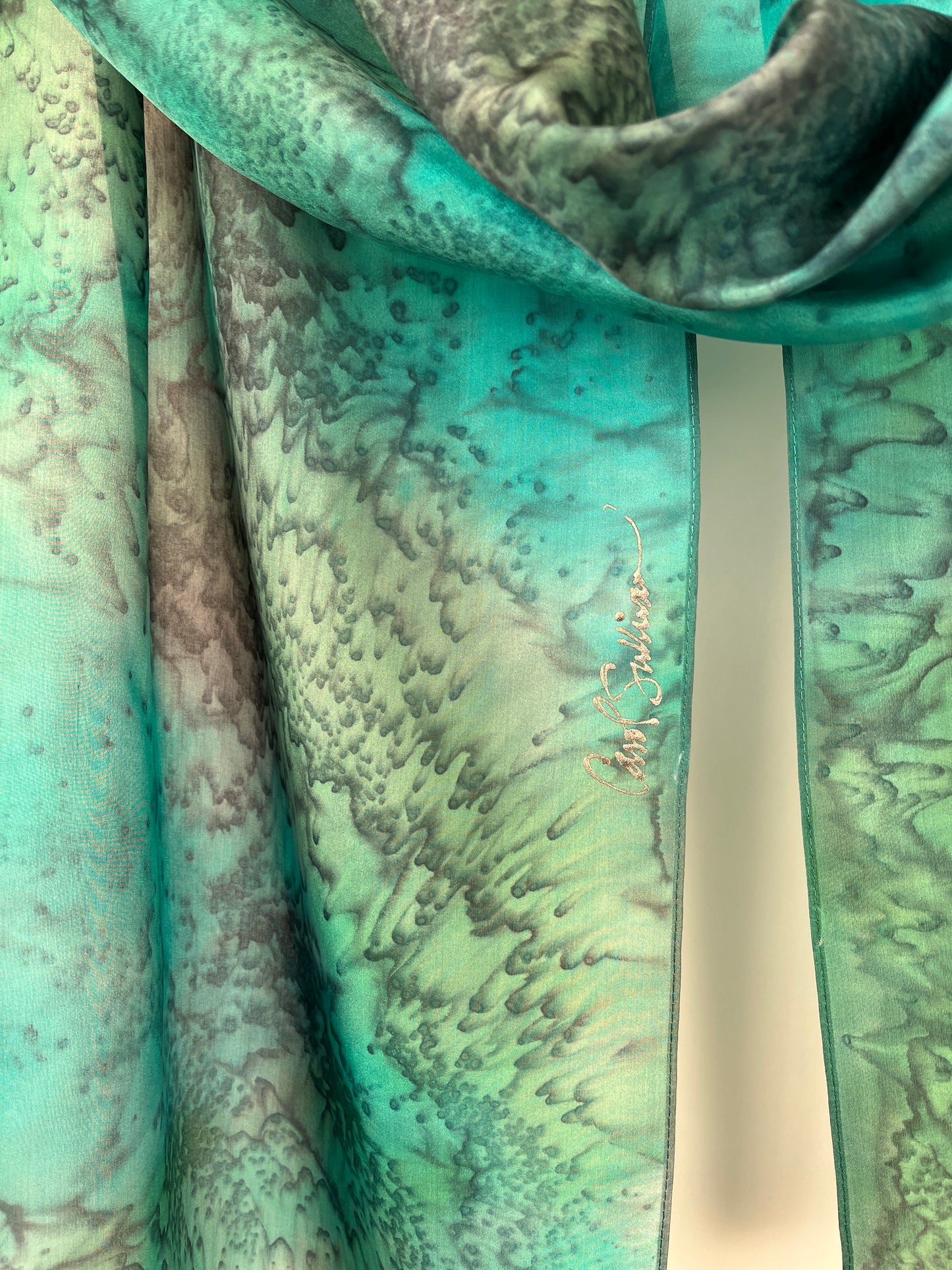 "Green Mermaid” - Hand-dyed Silk Scarf - $125