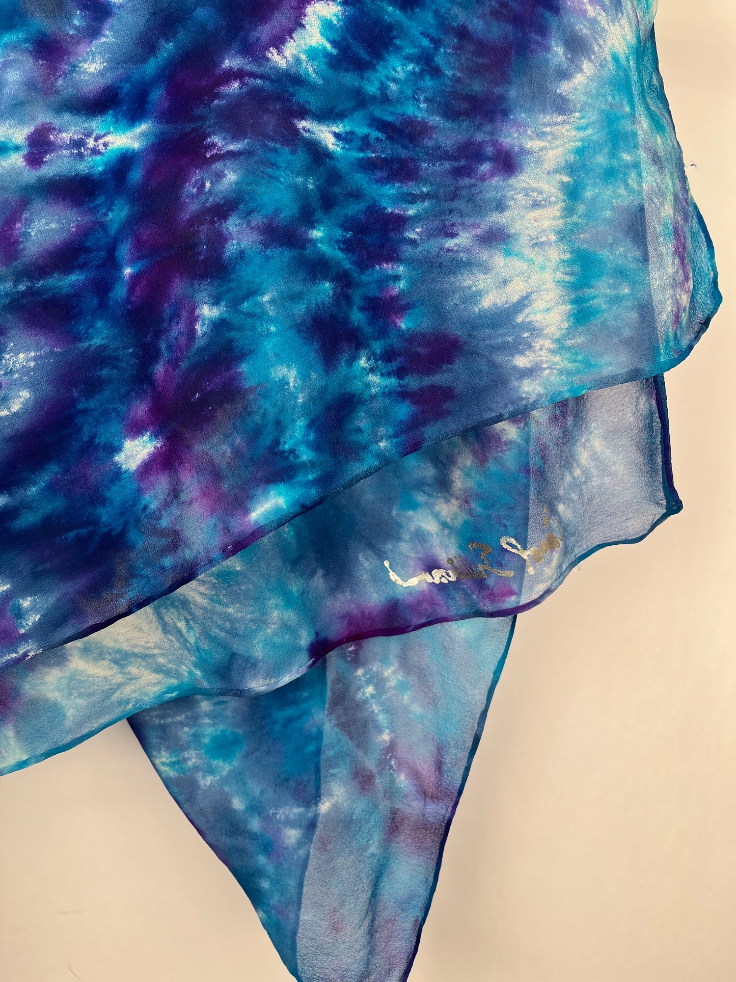 “Purple & Blue Fantasia” - Hand-dyed Silk Scarf - $125