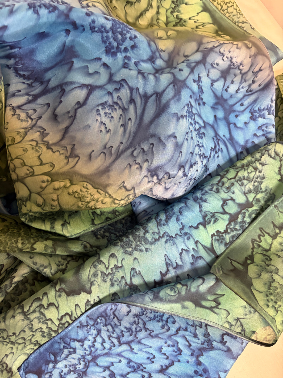 “Rangeley Mermaid" - Hand-dyed Silk Scarf - $125