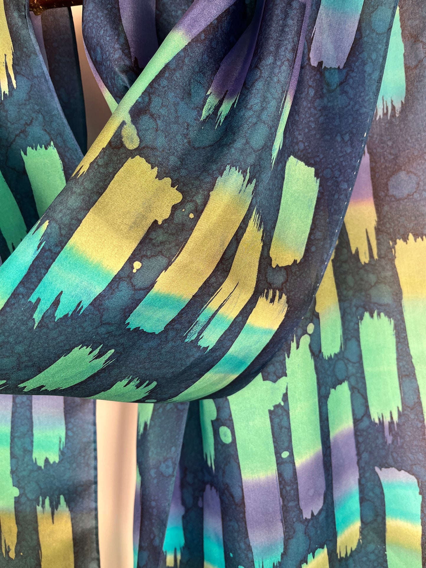 “Aurora Highlights" - Hand-dyed Silk Scarf - $130