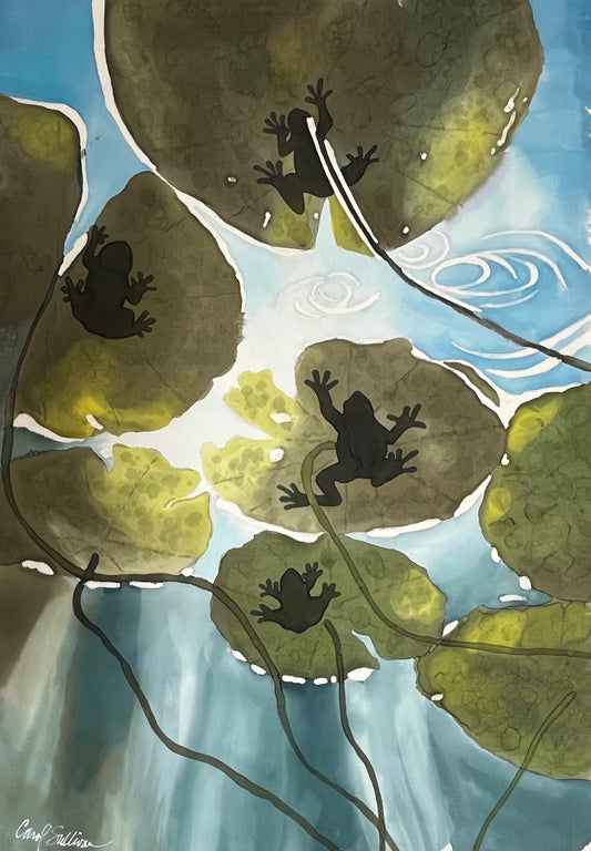 “Pond Life (large)” - Hand-dyed Silk Wall Hanging  - $500