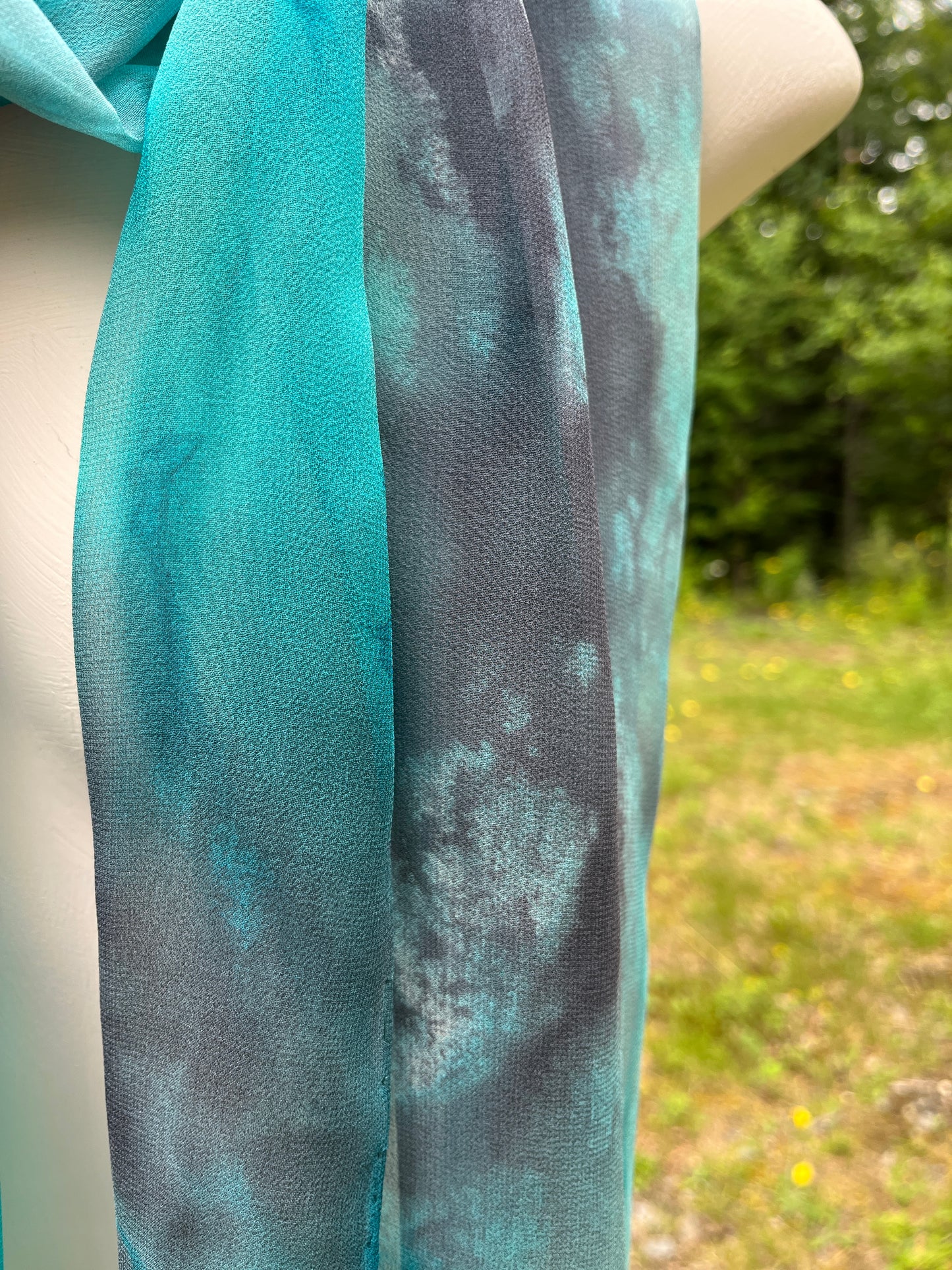 “Turquoise Quarry" - Hand-dyed Silk Scarf - $95