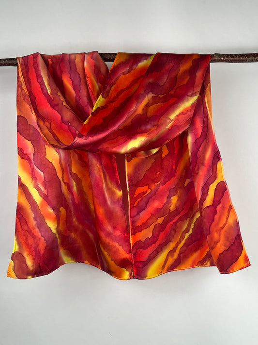 “Flow Abstract - Lava Flow” Hand-dyed Silk Scarf - $110