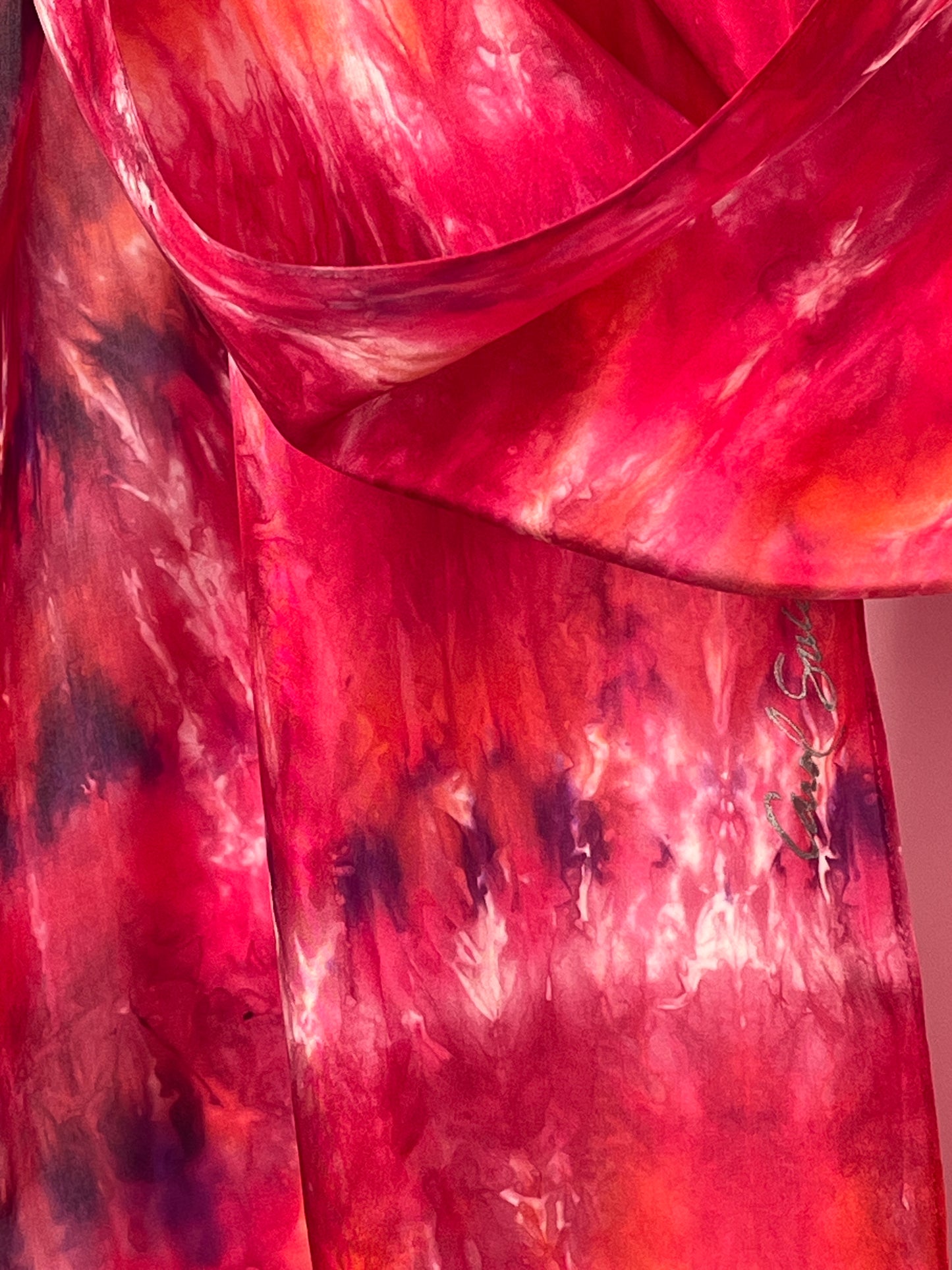 “Summer Sunset" - Hand-dyed Silk Scarf - $110
