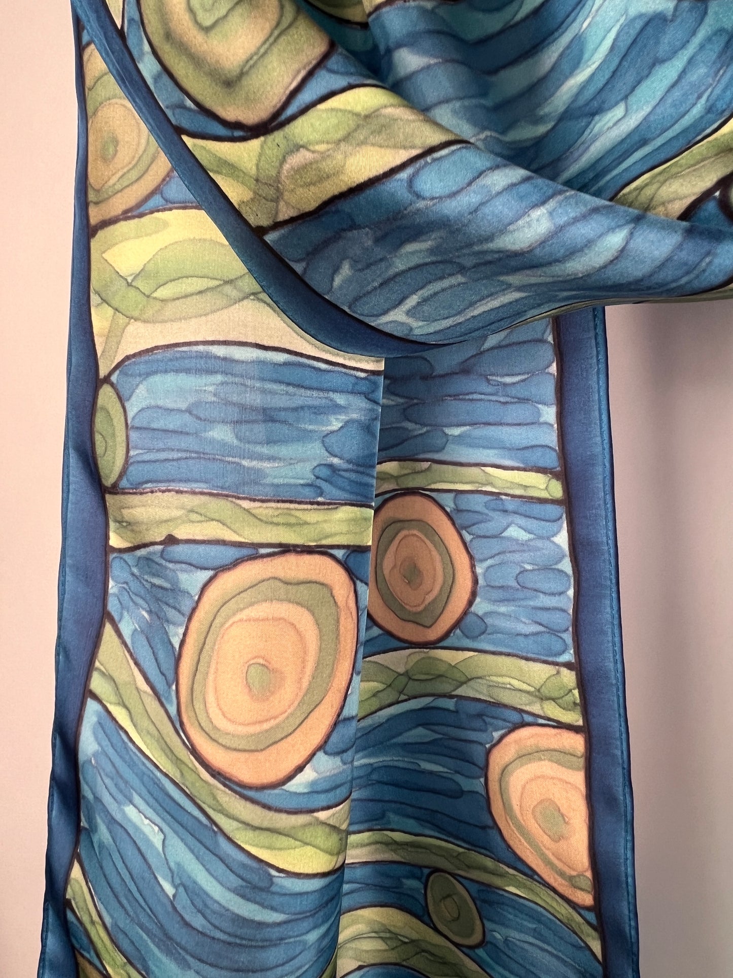 “Kelp Forest" - Hand-dyed Silk Scarf - $135