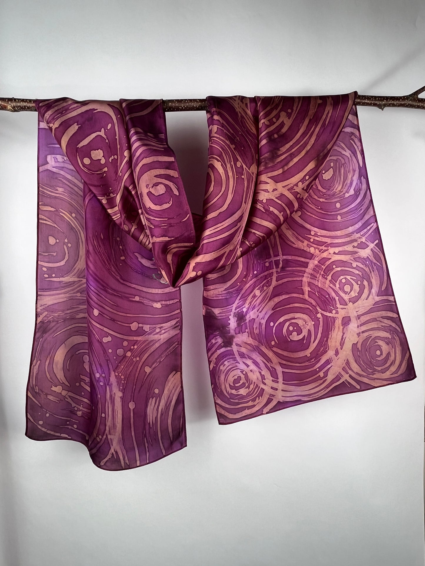 “Sunset Ripple Effect” - Hand-dyed Silk Scarf - $130