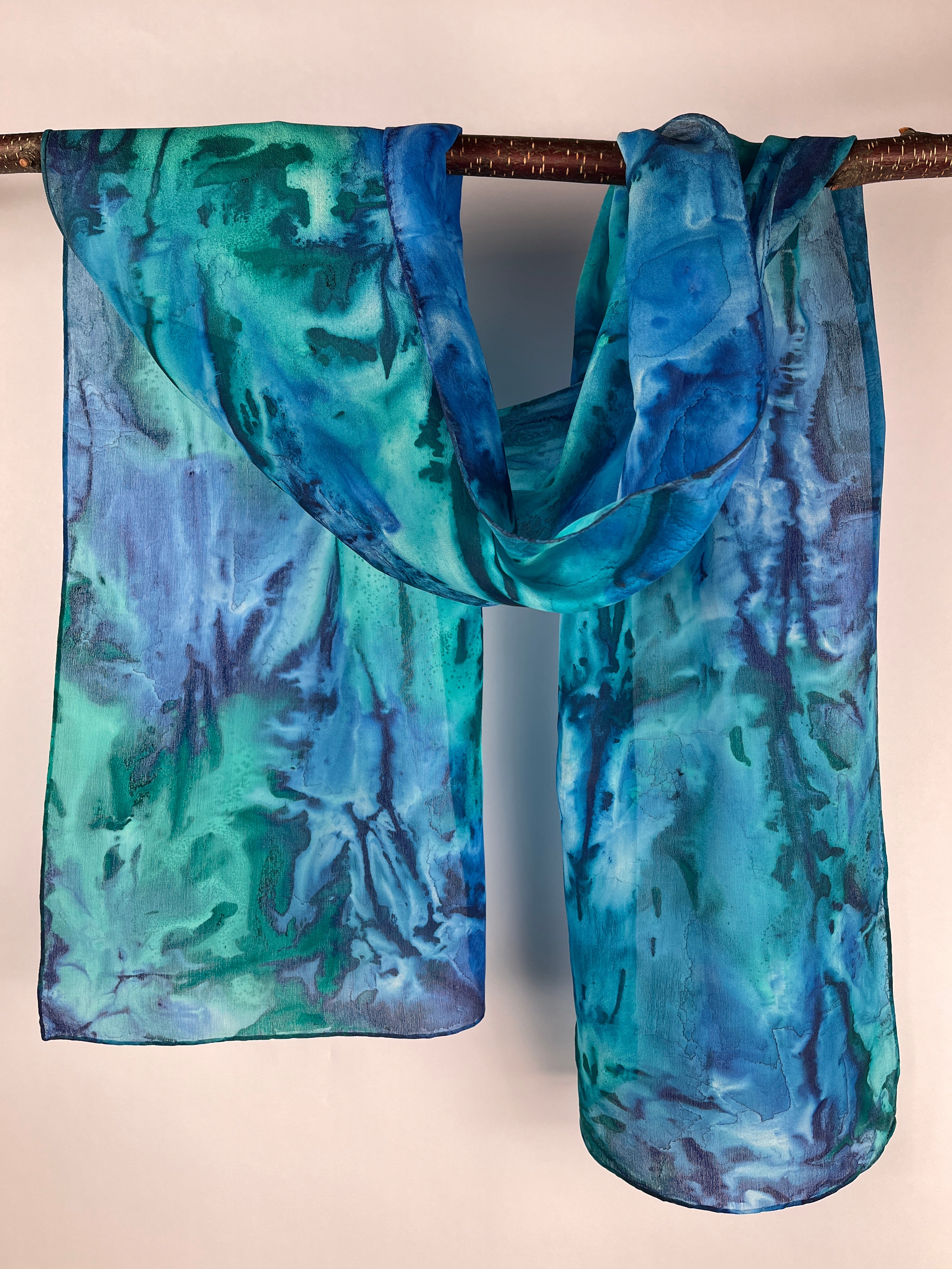 Silk crepe outlets de chine scarf, hand-dyed