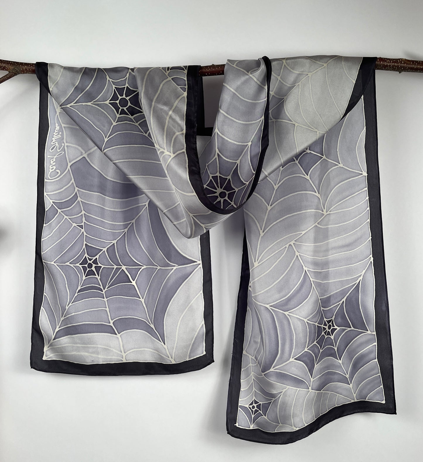“Just the Web" - Hand-dyed Silk Scarf - $140