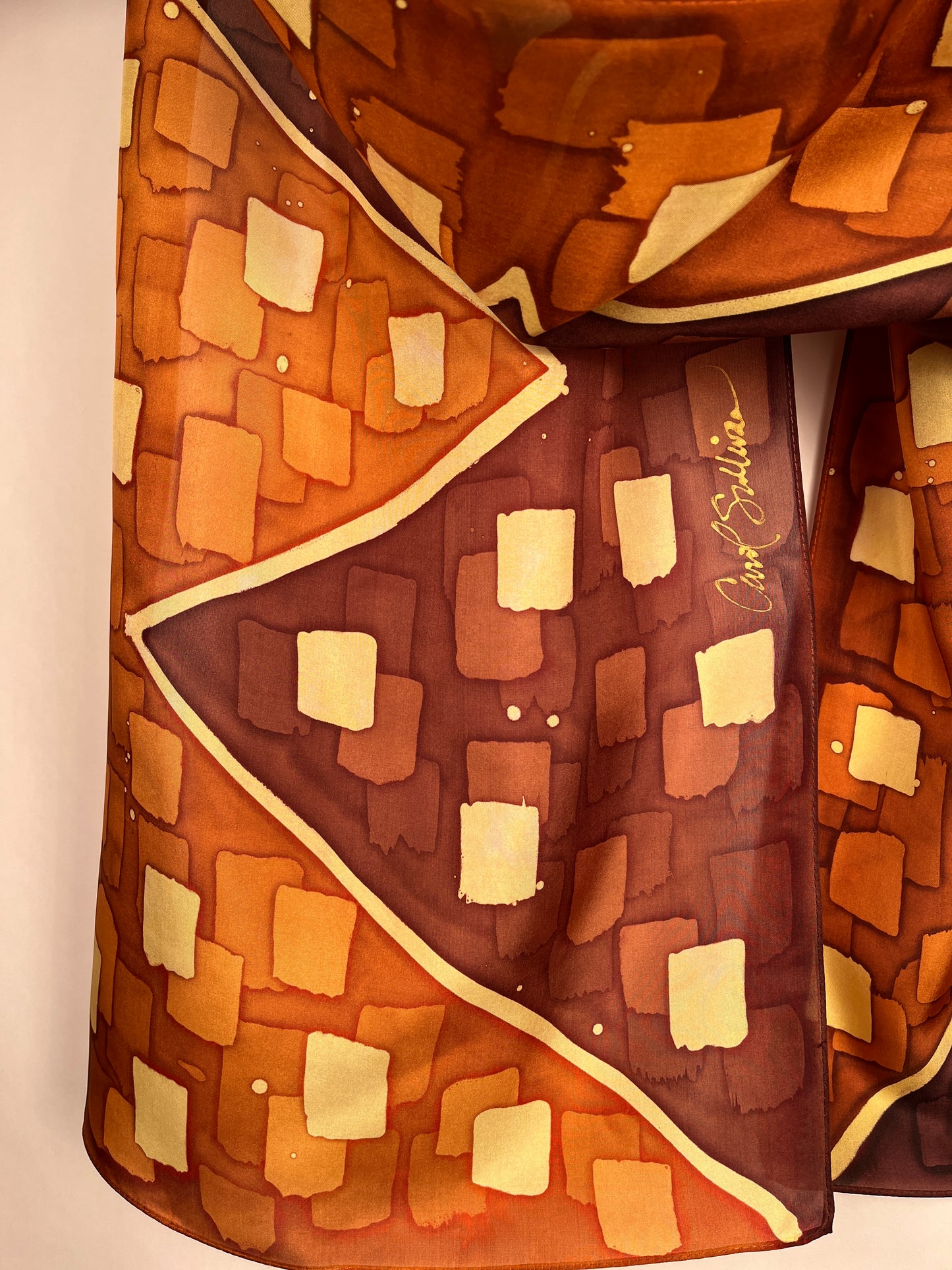 “Lucky Gold Strike” - Hand-dyed Silk Scarf - $130