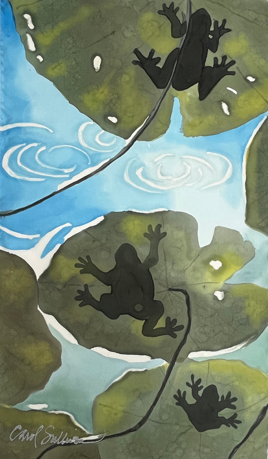 “Pond Life (small)” - Hand-dyed Silk Wall Hanging  - $250