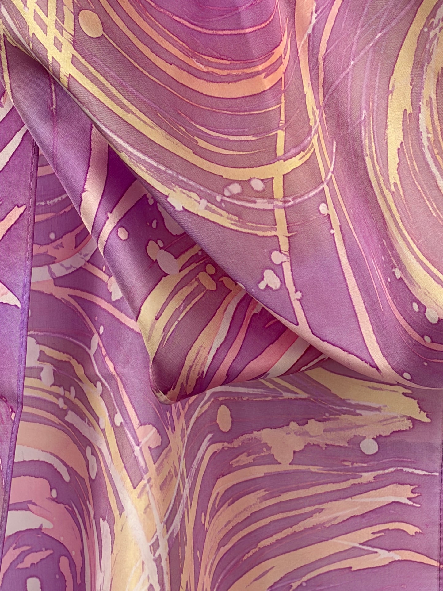 “Dawn Ripple Effect” - Hand-dyed Silk Scarf - $130