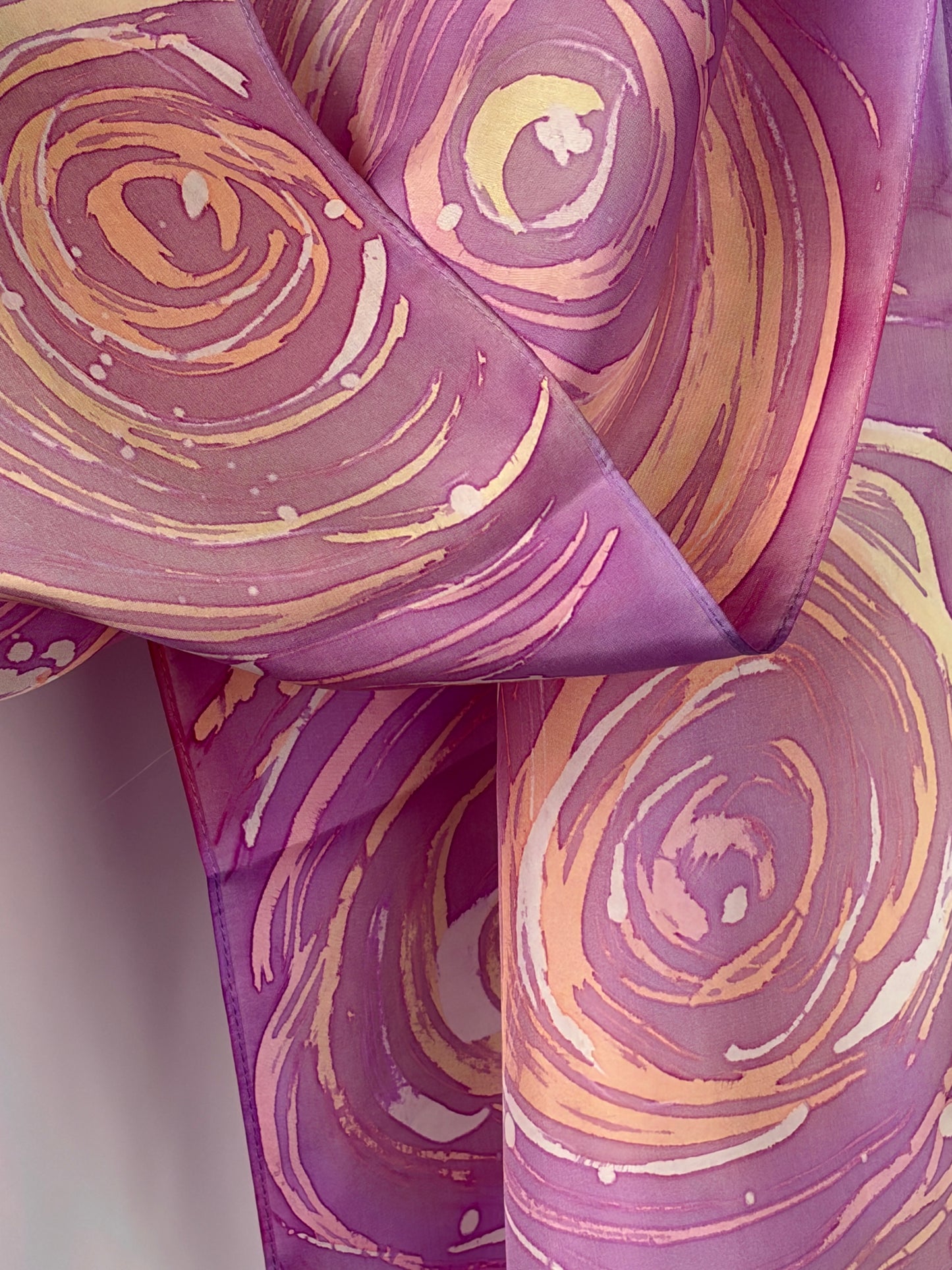 “Dawn Ripple Effect” - Hand-dyed Silk Scarf - $130